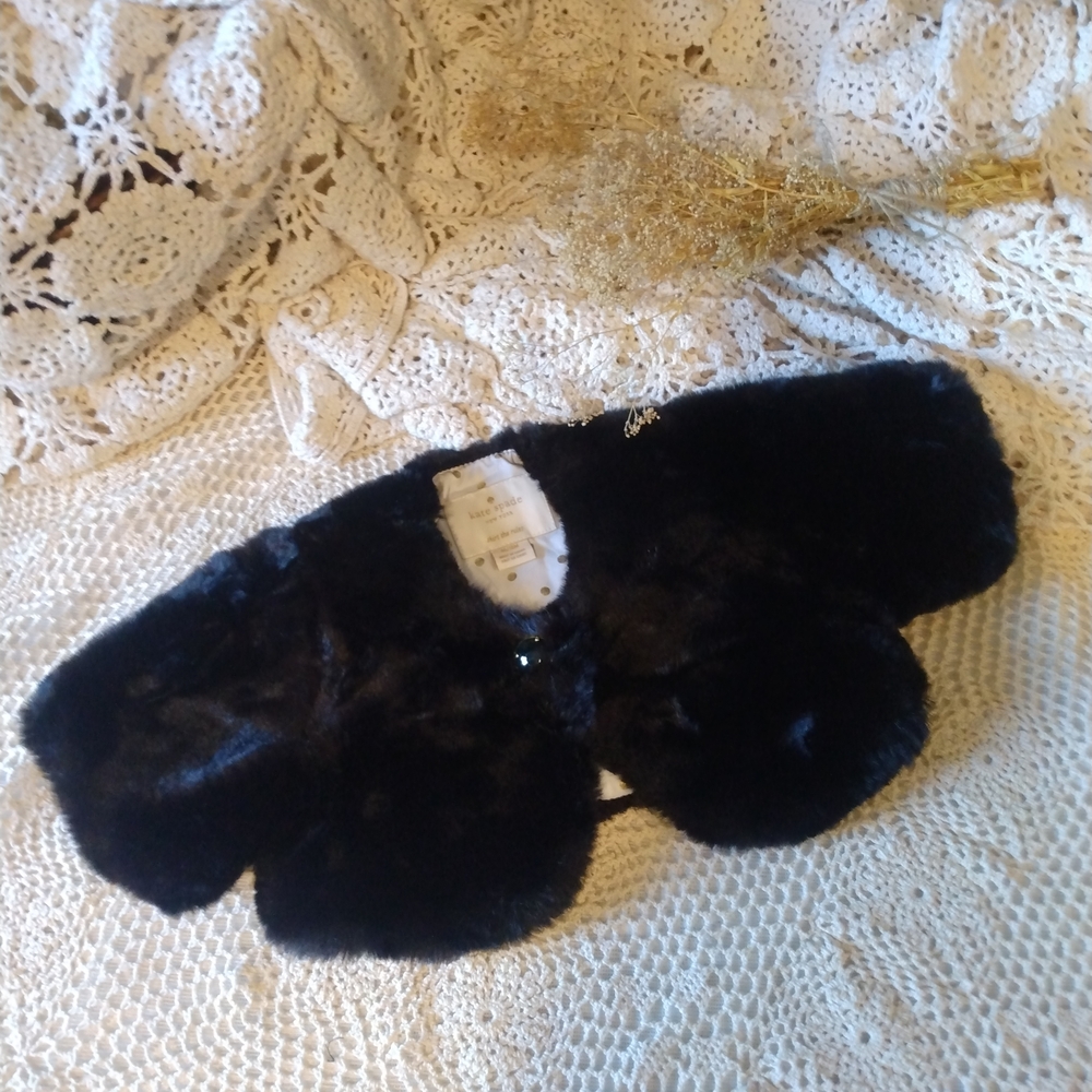 Kate Spade Black Faux Fur Wrap